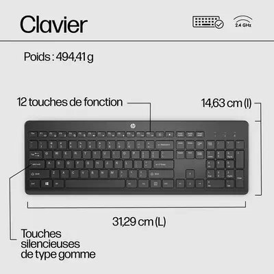 HP 230 BLK WL KBD clavier Universel RF sans fil Noir - Clavier - visuel 7