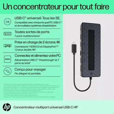 Concentrateur portable multiport USB 3.0 2.0 7 ports de type C