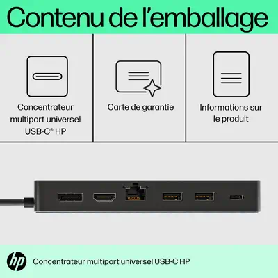 Concentrateur multiport USB-C universel HP HP - visuel 1 - hello RSE - Chargement du PC inclus