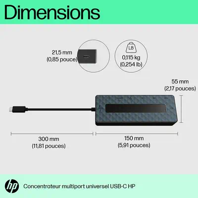 Concentrateur multiport USB-C universel HP HP - visuel 1 - hello RSE - Conçu pour les déplacements