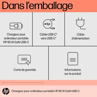 Chargeur pour ordinateur portable HP 65 W GaN USB-C - Chargeur et alimentation - visuel 4
