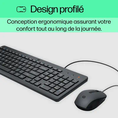 150 WIRED MOUSE/KB COMBO FR - HP - Pack Clavier, souris - visuel 6