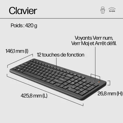 330 Wls Mse and KB Combo FR - HP - Pack Clavier, souris - visuel 9
