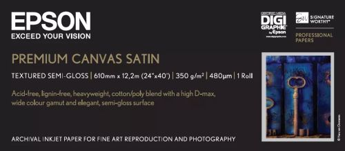 Vente Epson Toile Premium Canvas Satin 350g 24" (0,610x12,2m au meilleur prix