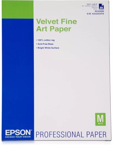 Revendeur officiel Epson Pap d'Art Velvet 260g 25f. A2 (0,420x0,594m)