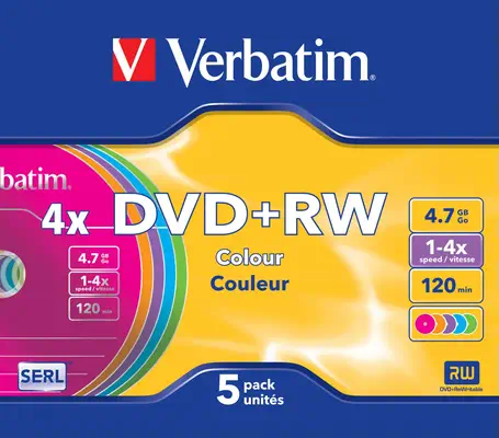 Verbatim DVD+RW Colours 4,7 Go 5 pièce(s) - Accessoire Stockage - visuel 2