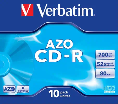 Verbatim CD-R AZO Crystal 700 Mo 52x 10 pièce(s) - Accessoire Stockage - visuel 2