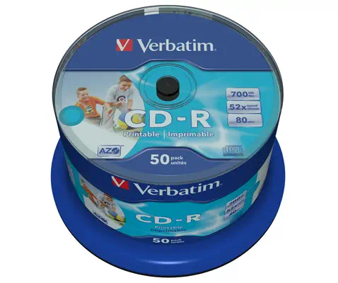 CD-R AZO Wide Inkjet Printable no ID - Verbatim - Accessoire Stockage - visuel 2