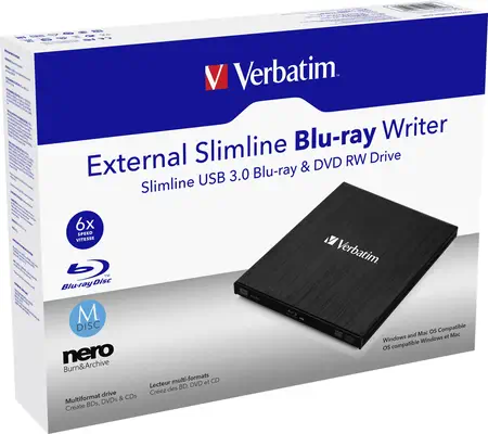 Verbatim External Slimline lecteur de disques optiques Blu-Ray RW Noir - Lecteur Optique - visuel 7