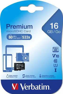Verbatim Premium 16 Go MicroSDHC Classe 10 - Carte Mémoire - visuel 2