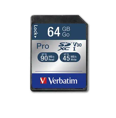 Verbatim Pro 64 Go SDXC UHS Classe 10 - Carte Mémoire - visuel 1