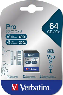 Verbatim Pro 64 Go SDXC UHS Classe 10 - Carte Mémoire - visuel 2