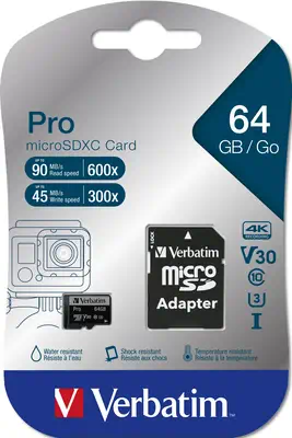 Verbatim Pro 64 Go MicroSDXC UHS Classe 10 - Carte Mémoire - visuel 3
