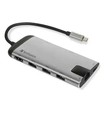 Verbatim 49142 station d'accueil USB 3.2 Gen 1 (3.1 Gen 1) Type-C Noir, Argent - Station d'accueil pour portable - visuel 1