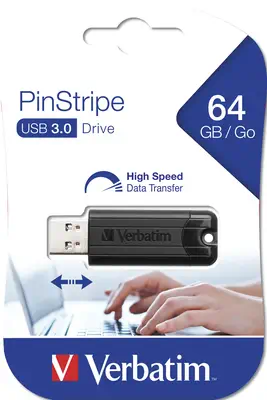 Verbatim Clé USBPinStripe 3.0 de 64 Go - Noire - Adaptateur stockage - visuel 6