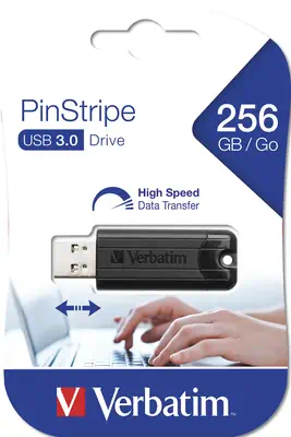 Verbatim Clé USBPinStripe 3.0 de 256 Go - Noire - Adaptateur stockage - visuel 5