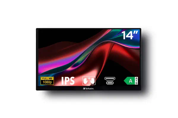 Verbatim 49591 écran plat de PC 35,6 cm (14") 1920 x 1080 pixels Full HD LCD Écran tactile Noir - Ecran Ordinateur - visuel 2