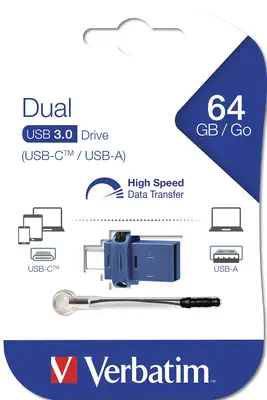 Clé USB à double connectique de type C/USB 3.0 64 Go - Verbatim - Adaptateur stockage - visuel 5