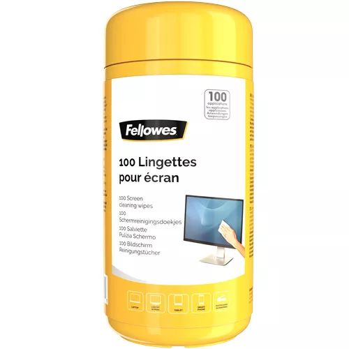 Achat FELLOWES Screen cleaning wipes tub 100 euro - 0043859587131