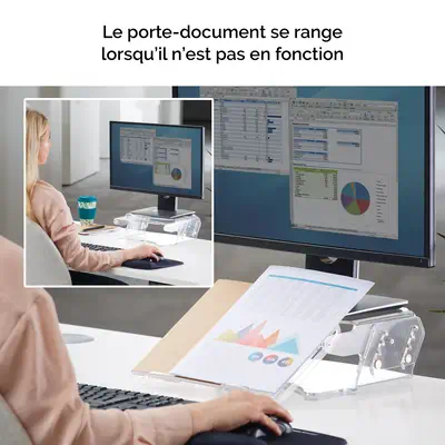 Support moniteur ajustable avec porte-documents Clarity - Fellowes - Accessoire Moniteur - visuel 8
