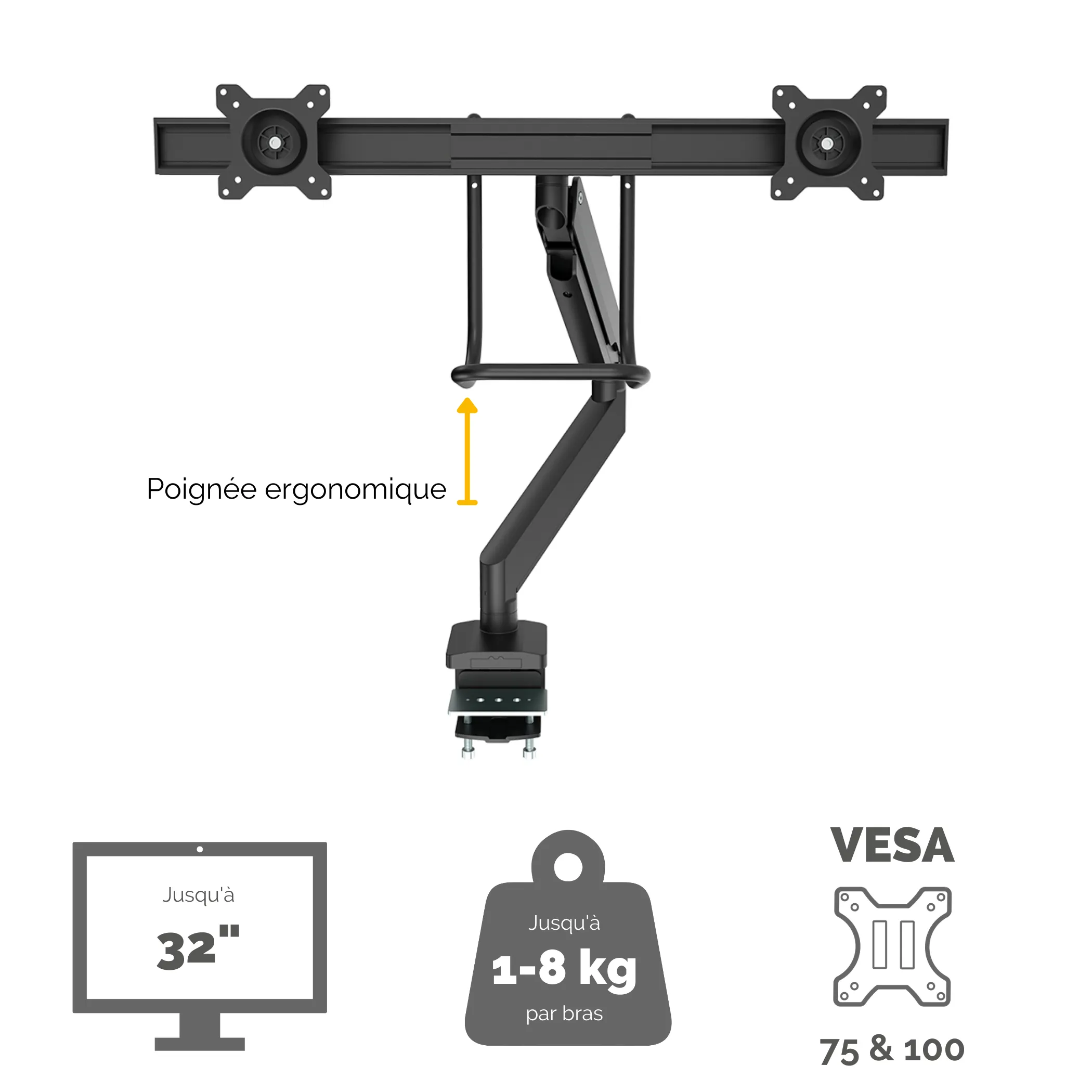 Vente FELLOWES Eppa Crossbar Monitor Arm Black Fellowes au meilleur prix - visuel 4
