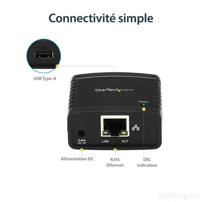 Serveur d'impression LPR réseau 10/100 Mb/s avec port USB 2.0 - StarTech - Accessoires pour imprimante - visuel 9