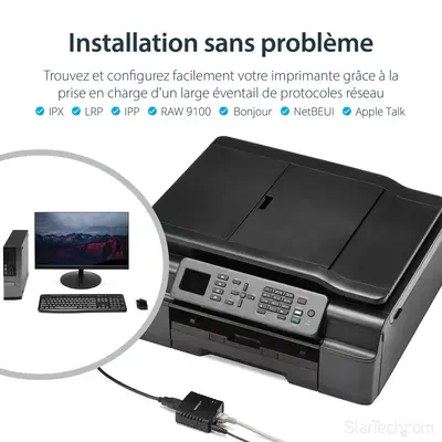Serveur d'impression LPR réseau 10/100 Mb/s avec port USB 2.0 - StarTech - Accessoires pour imprimante - visuel 8