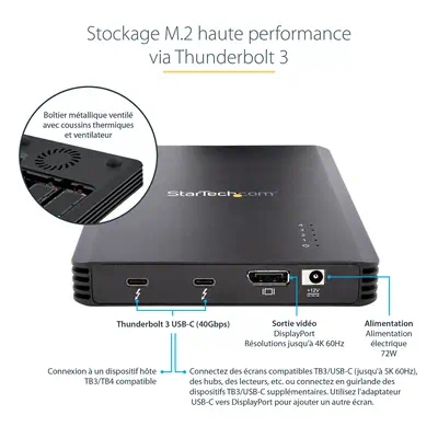 Boîtier SSD M.2 NVMe Thunderbolt 3 à 4 Baies - Boîtier Disque Dur Externe 1 DisplayPort vidéo et 2 P - StarTech - Accessoire Stockage - visuel 10