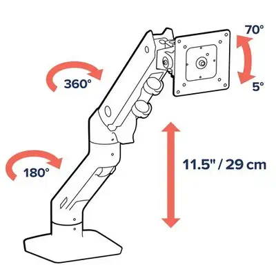 Ergotron HX Series 45-606-216 support d'écran plat pour bureau 124,5 cm (49") Blanc - Support Fixe & Mobile - visuel 4