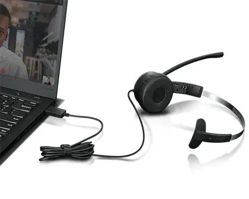 Lenovo 100 Mono Casque Avec fil Arceau Bureau/Centre d'appels USB Type-A Noir - Casque Micro - visuel 4