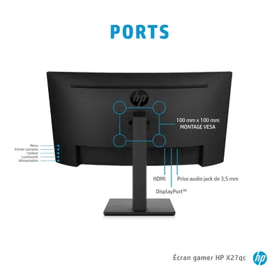 HP X27qc écran plat de PC 68,6 cm HP - visuel 1 - hello RSE - Panneau VA