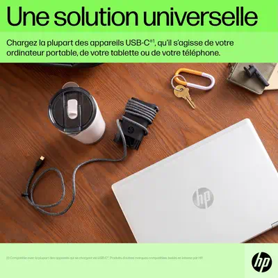 Chargeur pour ordinateur portable HP USB-C 65 W HP - visuel 1 - hello RSE - Format de voyage
