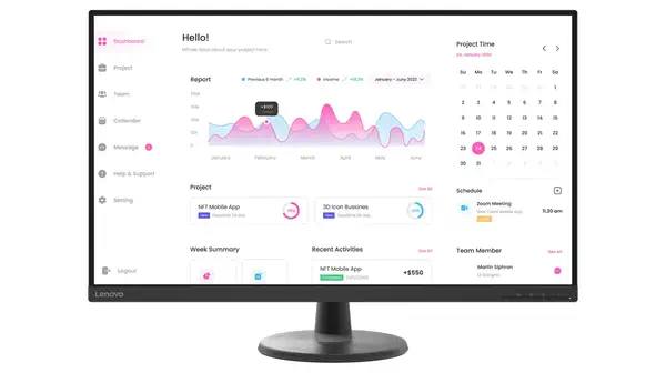 Lenovo D32-40 écran plat de PC 80 cm (31.5") 1920 x 1080 pixels Full HD Noir - Ecran Ordinateur - visuel 3