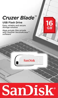 SanDisk Cruzer Blade lecteur USB flash 16 Go USB Type-A 2.0 Blanc - Sandisk - Adaptateur stockage - visuel 4