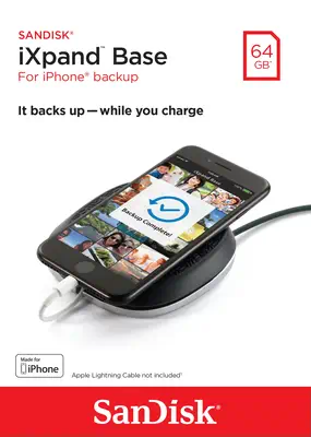 SanDisk iXpand Base Smartphone, Tablette Noir, Argent CC Charge rapide Intérieure - Sandisk - Boitier d'alimentation - visuel 6