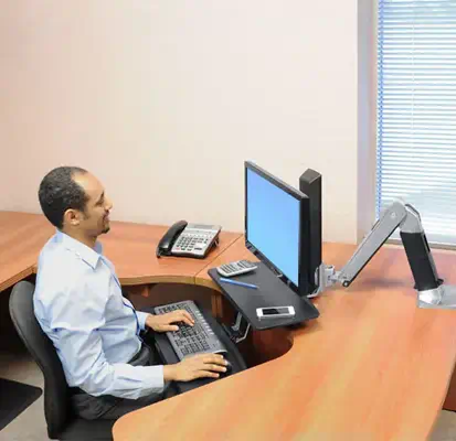 Ergotron WorkFit -A 61 cm (24") Bureau Noir - Support Fixe & Mobile - visuel 6