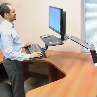 Ergotron WorkFit -A 61 cm (24") Bureau Noir - Support Fixe & Mobile - visuel 5
