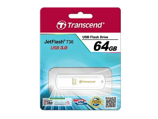 Transcend JetFlash 730 64GB USB 3.0 lecteur USB flash 64 Go USB Type-A 3.2 Gen 1 (3.1 Gen 1) Blanc - Adaptateur stockage - visuel 2