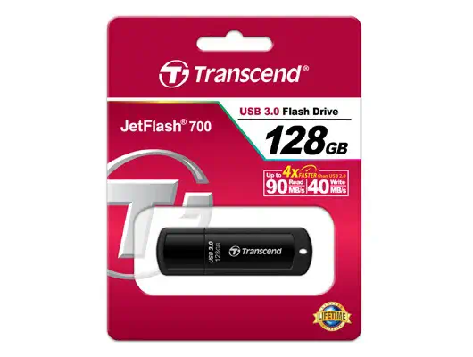 Transcend JetFlash 700 lecteur USB flash 128 Go USB Type-A 3.2 Gen 1 (3.1 Gen 1) Noir - Adaptateur stockage - visuel 2