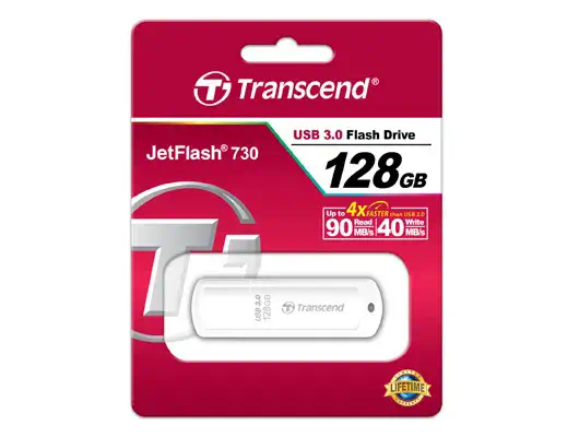 Transcend JetFlash TS128GJF730 lecteur USB flash 128 Go USB Type-A 3.2 Gen 1 (3.1 Gen 1) Blanc - Adaptateur stockage - visuel 2