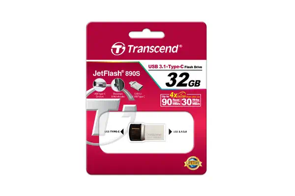 Transcend JetFlash 890 32GB lecteur USB flash 32 Transcend - visuel 1 - hello RSE - Double connectique USB, double avantage