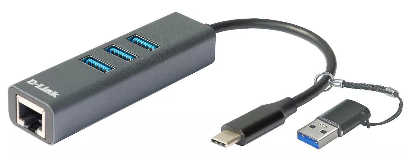 Revendeur officiel Accessoire Wifi D-LINK USB-C/USB to Gigabit Ethernet Adapter with 3 USB 3