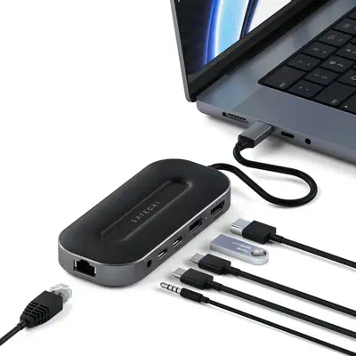 Satechi ST-U4MGEM station d'accueil Avec fil USB4 Noir, Gris - Station d'accueil pour portable - visuel 4