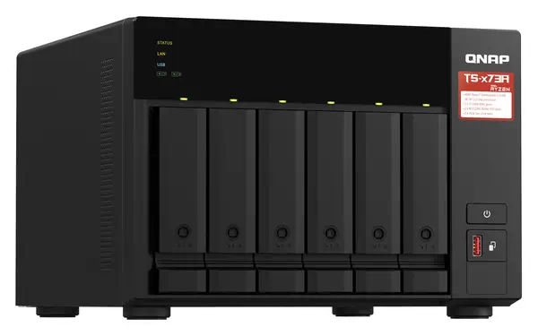QNAP TS-673A NAS Tower Ryzen Embedded V1500B 8 Go DDR4 0 To QNAP Turbo System Anthracite - Serveur NAS - visuel 3