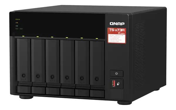 QNAP TS-673A NAS Tower Ryzen Embedded V1500B 8 Go DDR4 0 To QNAP Turbo System Anthracite - Serveur NAS - visuel 4