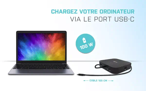 USB-C Dual Display Docking Station with Power Delivery 100 W + Universal Charger 100 W - I-Tec - Station d'accueil pour portable - visuel 5