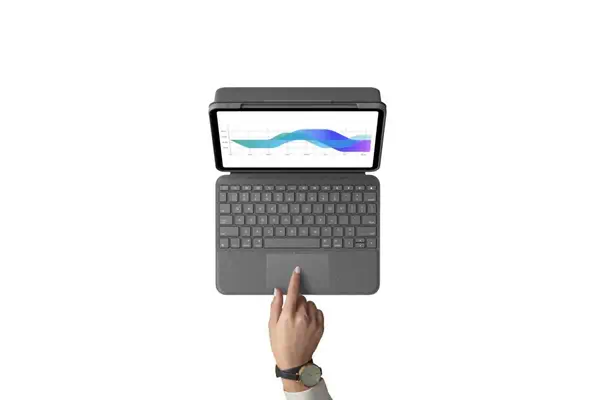 Logitech Folio Touch AZERTY Français Smart Connector Gris Logitech - visuel 1 - hello RSE - LE COMPAGNON IDÉAL POUR VOTRE iPAD PRO