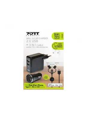 Port Designs 900044 chargeur d'appareils mobiles Universel Noir Secteur, Allume-cigare, USB Auto, In - Accessoire composant - visuel 6