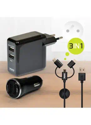 Port Designs 900044 chargeur d'appareils mobiles Universel Noir Secteur, Allume-cigare, USB Auto, In - Accessoire composant - visuel 7