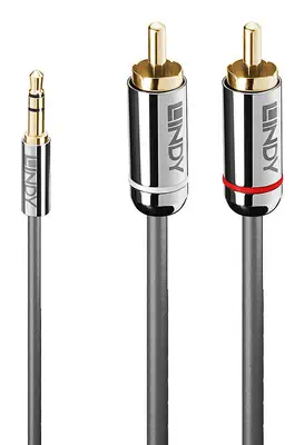 Lindy Câble Audio Jack 3.5mm vers RCA, Cromo Line, 1m - Connectique - visuel 1